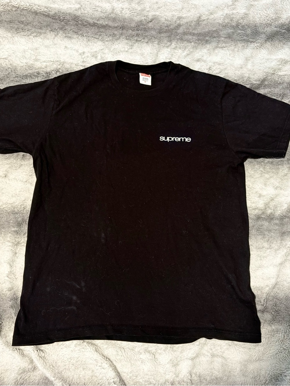 Supreme Black Tee with Small White Chest Logo
